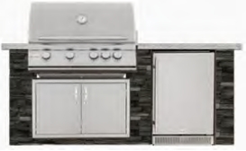 TRU Innovative Outdoor 6' Island Package - Grey Stacked Stone with Cloudy White Granite Top (NG/LP Options) - Model B26021202