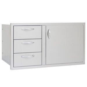 Blaze 39" Stainless Steel Access Door & Triple Drawer Combo with LED Lighting - BLZ-DDC-39-R-LTSC