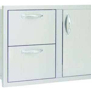 Blaze 32" Stainless Steel Access Door & Double Drawer Combo with LED Lighting - BLZ-DDC-R-LTSC