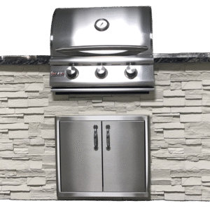 TRU Innovative Outdoor 5' Island Package - Grey Stacked Stone with Steel Grey Polished Granite Top (NG/LP Options) - Model B25011201