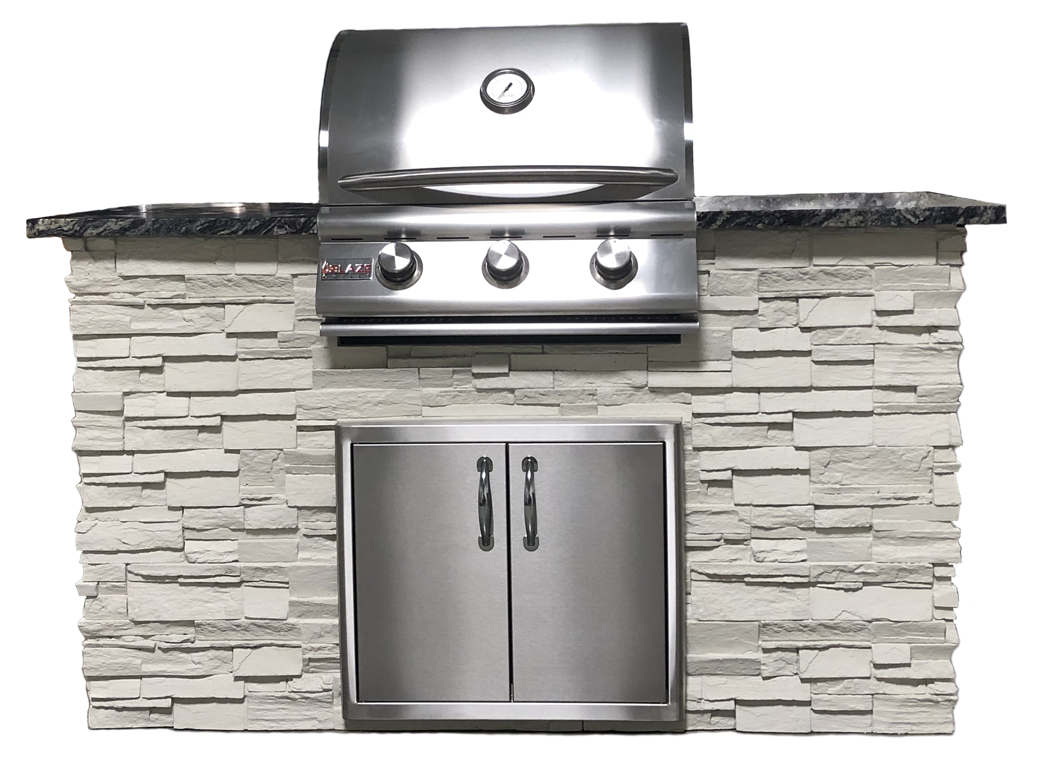 TRU Innovative Outdoor 5' Island Package - Brown Stacked Stone with Steel Grey Polished Granite Top (NG/LP Options) - Model B25011101 - Image 2